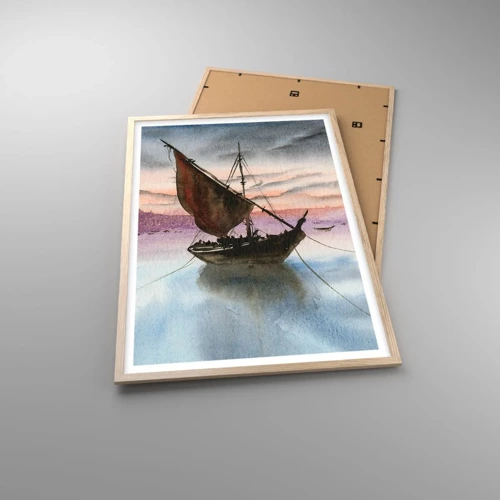 Poster in light oak frame - Evening at the Port - 61x91 cm