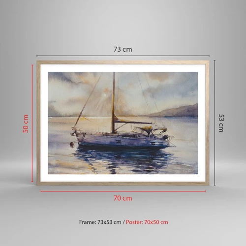 Poster in light oak frame - Evening in Harbour - 70x50 cm