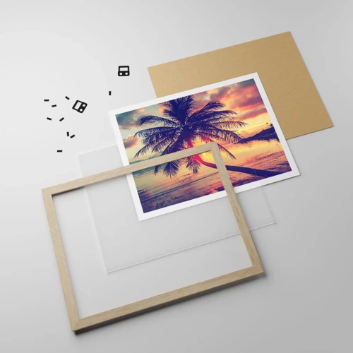 Poster in light oak frame - Evening under the Palm Trees - 40x30 cm