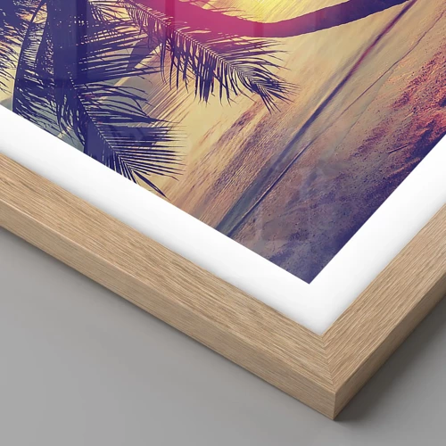 Poster in light oak frame - Evening under the Palm Trees - 40x30 cm