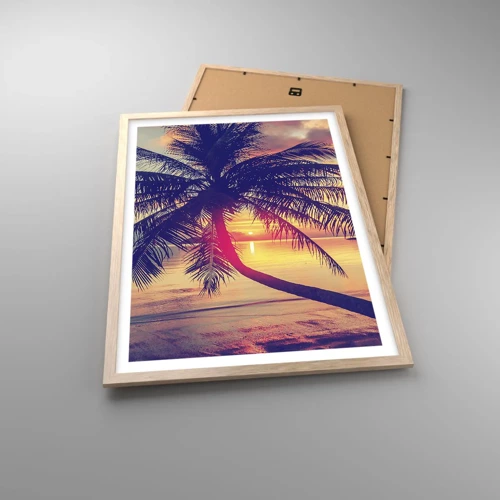 Poster in light oak frame - Evening under the Palm Trees - 50x70 cm