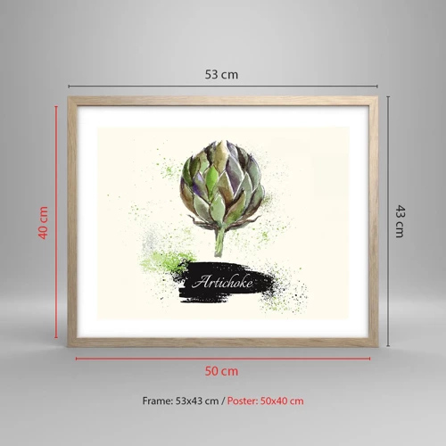 Poster in light oak frame - Eviva Vegetables! - 50x40 cm