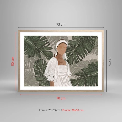 Poster in light oak frame - Exotic Portrait - 70x50 cm