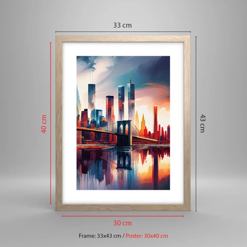 Poster in light oak frame - Fabulous New York - 30x40 cm