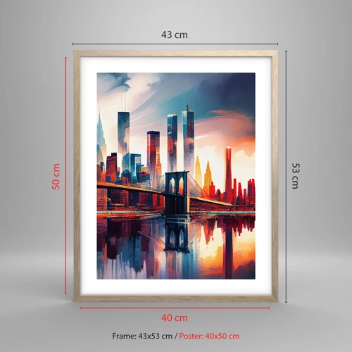 Poster in light oak frame - Fabulous New York - 40x50 cm