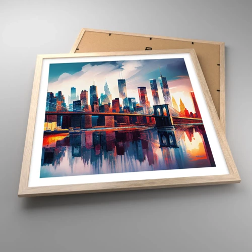 Poster in light oak frame - Fabulous New York - 50x50 cm