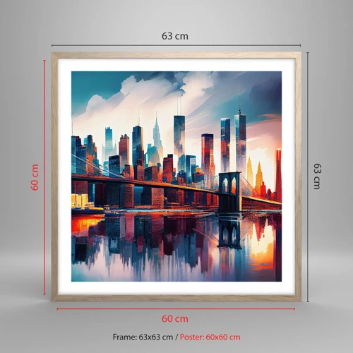 Poster in light oak frame - Fabulous New York - 60x60 cm