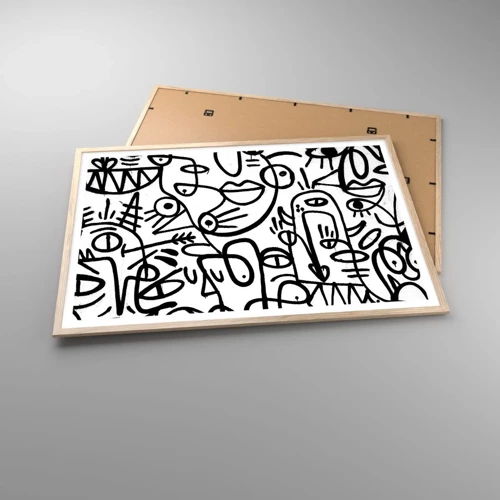 Poster in light oak frame - Faces and Mirages - 100x70 cm