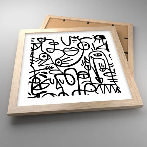 Poster in light oak frame - Faces and Mirages - 30x30 cm