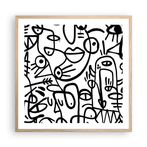 Poster in light oak frame - Faces and Mirages - 60x60 cm