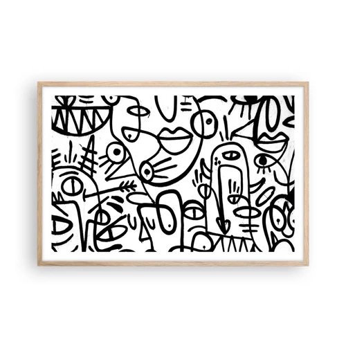 Poster in light oak frame - Faces and Mirages - 91x61 cm