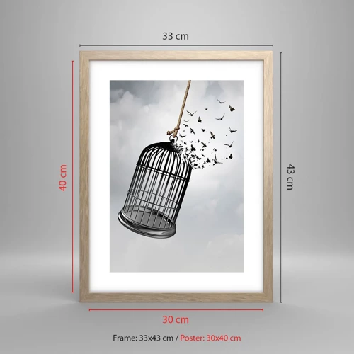 Poster in light oak frame - Faith…Hope…Freedom! - 30x40 cm