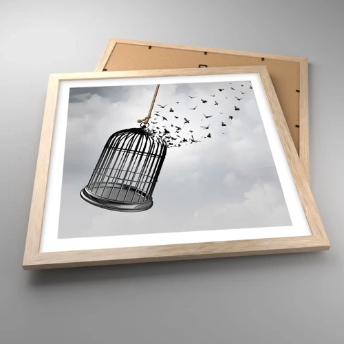 Poster in light oak frame - Faith…Hope…Freedom! - 40x40 cm