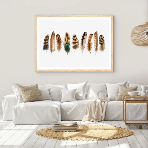 Poster in light oak frame - Feather Variation - 40x30 cm