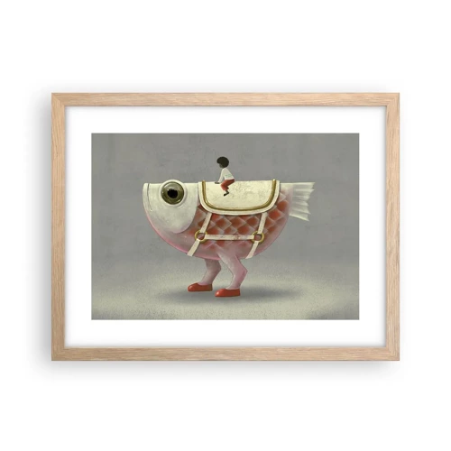 Poster in light oak frame - Fish Jockey - 40x30 cm