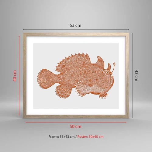 Poster in light oak frame - Fish after All - 50x40 cm