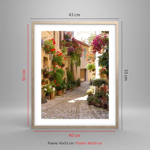 Poster in light oak frame - Flood of Flowers - 40x50 cm