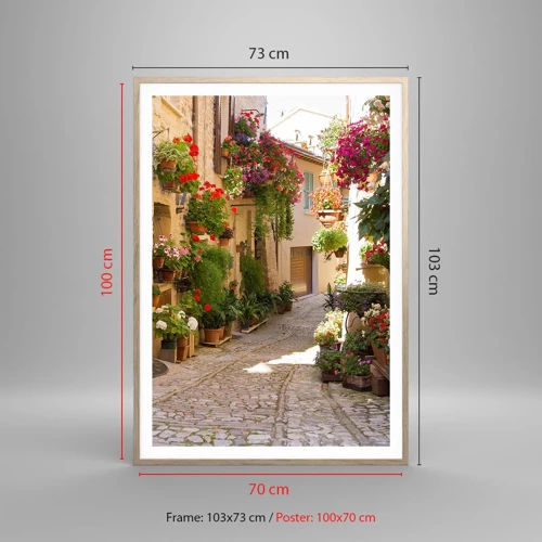 Poster in light oak frame - Flood of Flowers - 70x100 cm
