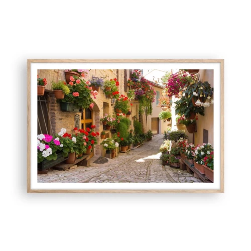 Poster in light oak frame - Flood of Flowers - 91x61 cm