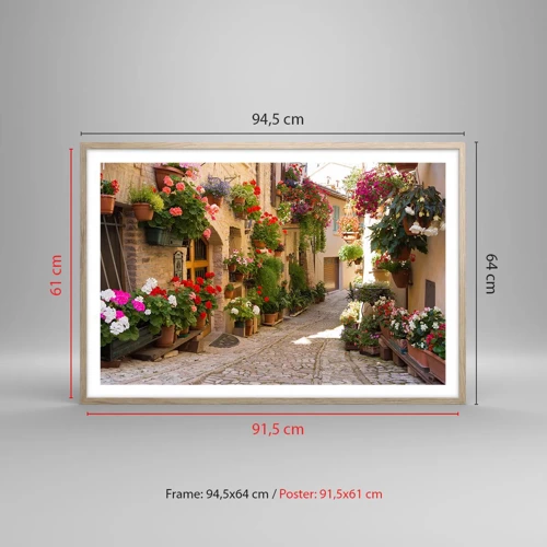 Poster in light oak frame - Flood of Flowers - 91x61 cm