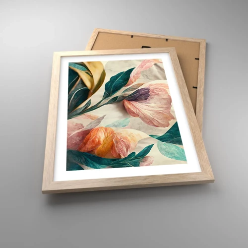 Poster in light oak frame - Flowers of Southern Islands - 30x40 cm