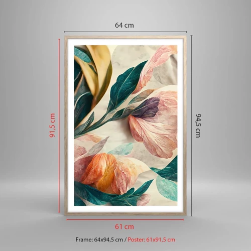 Poster in light oak frame - Flowers of Southern Islands - 61x91 cm