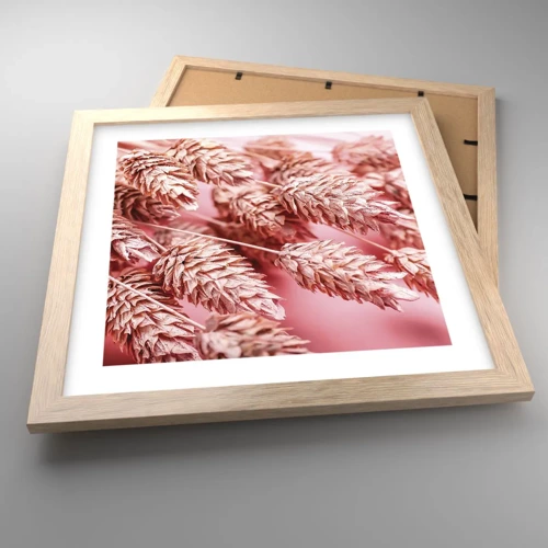 Poster in light oak frame - Flowery Cascade in Pink - 30x30 cm