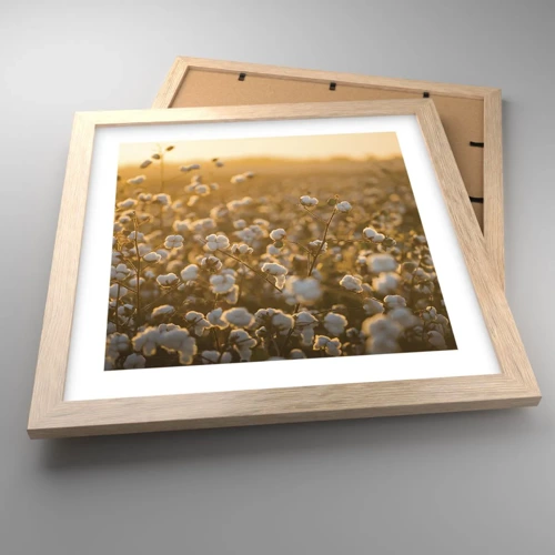 Poster in light oak frame - Fluffy Field - 30x30 cm