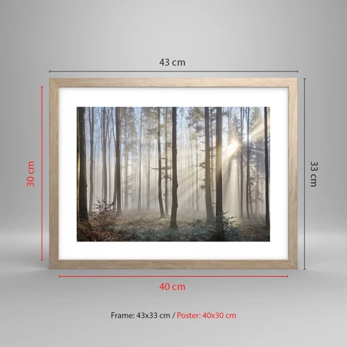Poster in light oak frame - Fog Has Woken up Too - 40x30 cm
