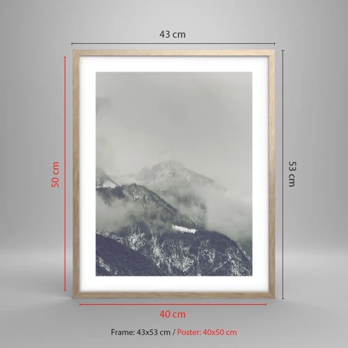 Poster in light oak frame - Foggy valley - 40x50 cm