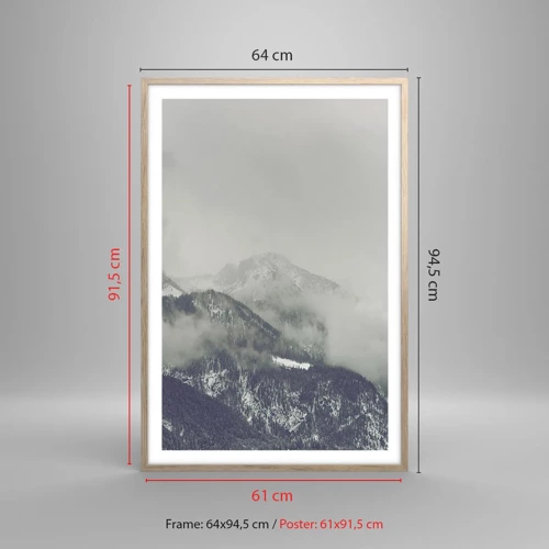 Poster in light oak frame - Foggy valley - 61x91 cm