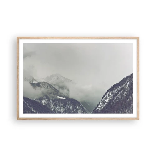 Poster in light oak frame - Foggy valley - 91x61 cm