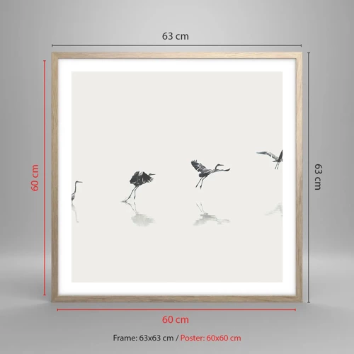 Poster in light oak frame - Four Simple Steps - 60x60 cm