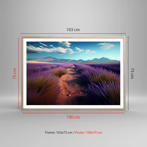 Poster in light oak frame - Fragrant Fields - 100x70 cm