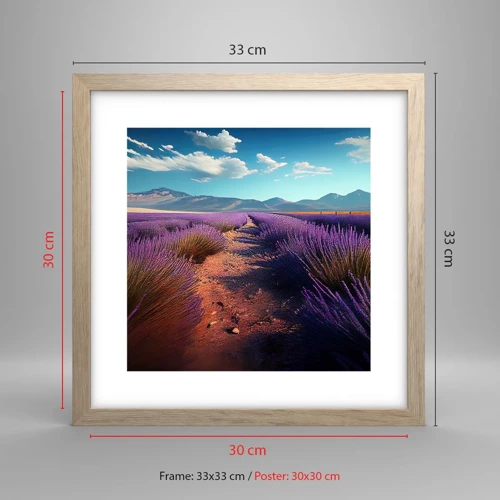 Poster in light oak frame - Fragrant Fields - 30x30 cm