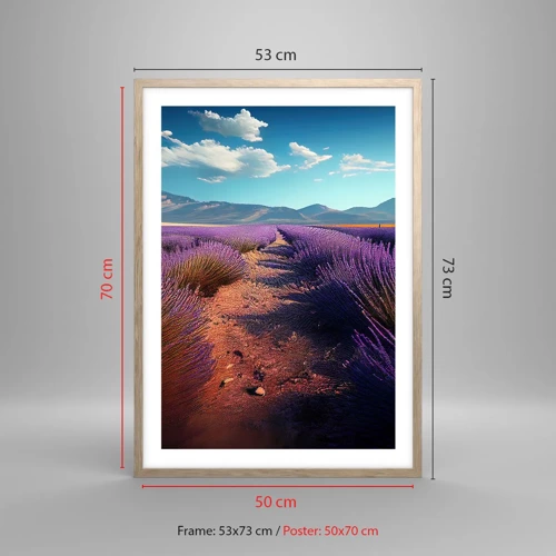 Poster in light oak frame - Fragrant Fields - 50x70 cm