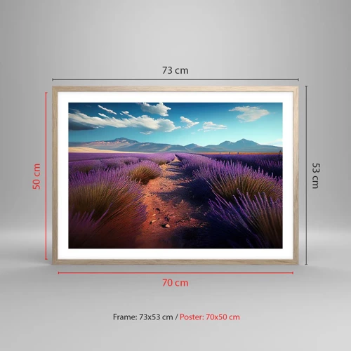 Poster in light oak frame - Fragrant Fields - 70x50 cm