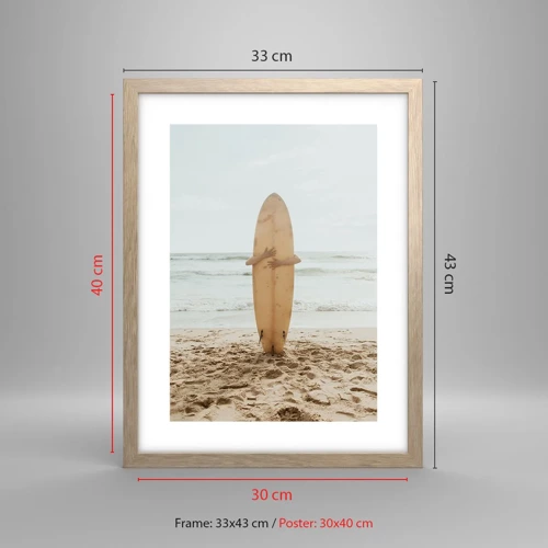 Poster in light oak frame - From Love for the Waves - 30x40 cm