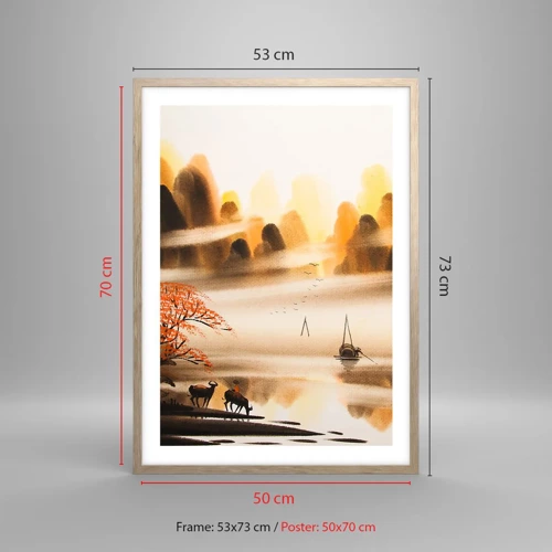 Poster in light oak frame - Further than Far East - 50x70 cm