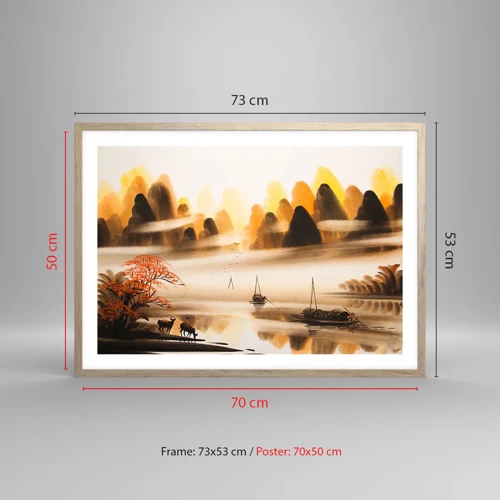 Poster in light oak frame - Further than Far East - 70x50 cm