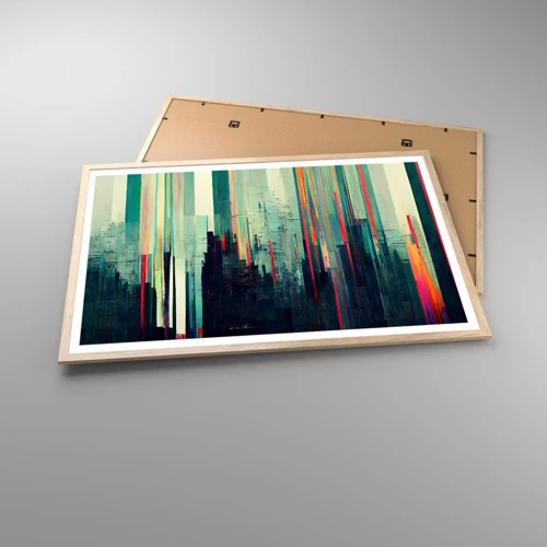 Poster in light oak frame - Futuristic City - 91x61 cm