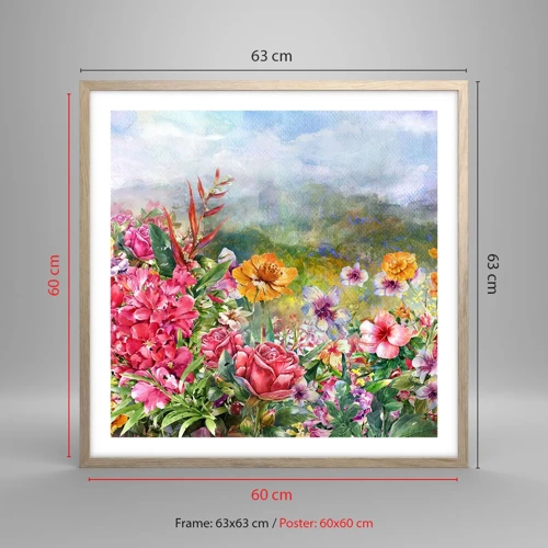 Poster in light oak frame - Garden which Went Crazy - 60x60 cm