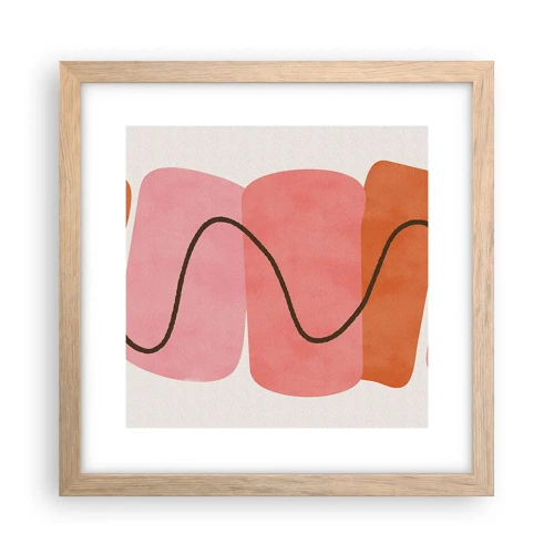 Poster in light oak frame - Gentle Movement of forms - 30x30 cm