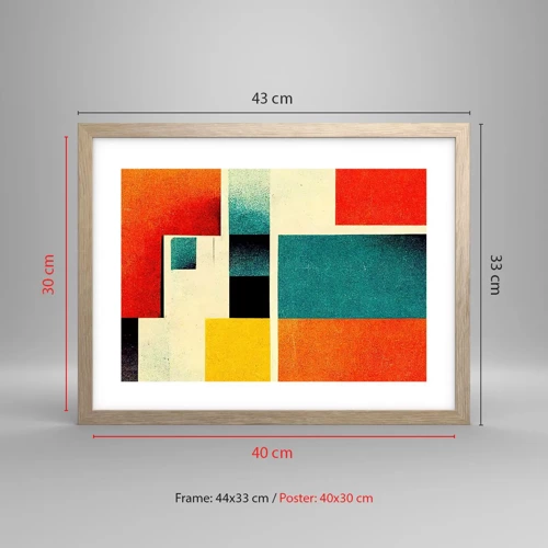 Poster in light oak frame - Geometric Abstract - Good Energy - 40x30 cm