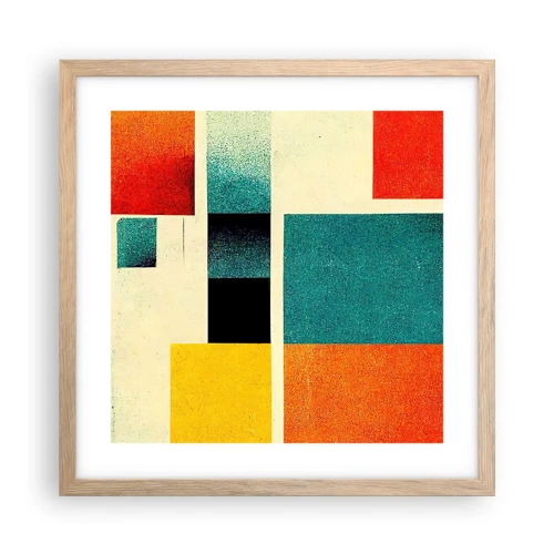 Poster in light oak frame - Geometric Abstract - Good Energy - 40x40 cm