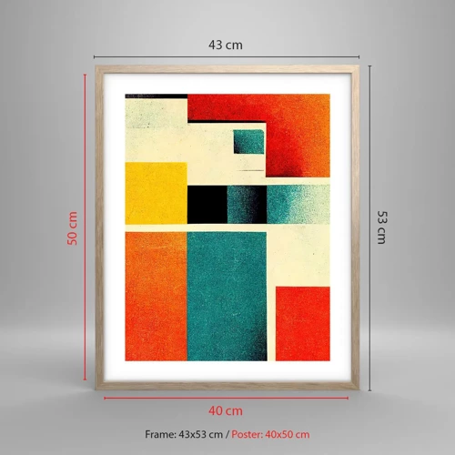 Poster in light oak frame - Geometric Abstract - Good Energy - 40x50 cm