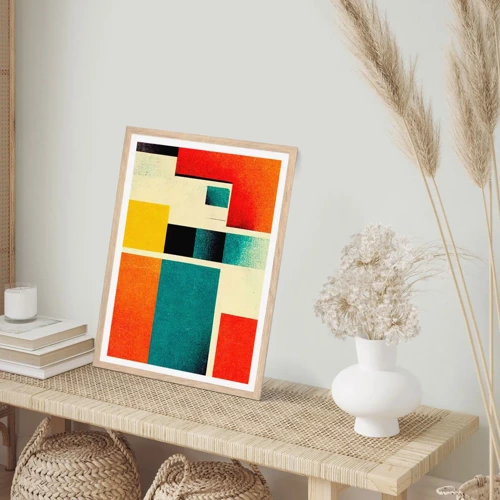 Poster in light oak frame - Geometric Abstract - Good Energy - 40x50 cm