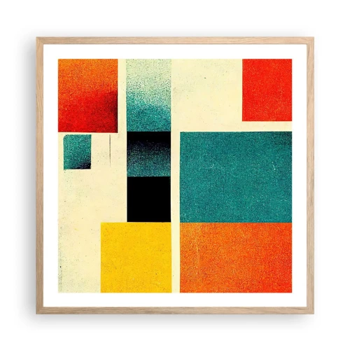 Poster in light oak frame - Geometric Abstract - Good Energy - 60x60 cm