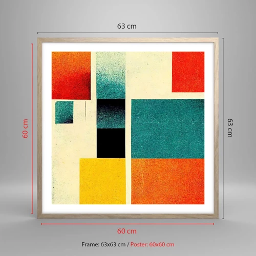 Poster in light oak frame - Geometric Abstract - Good Energy - 60x60 cm