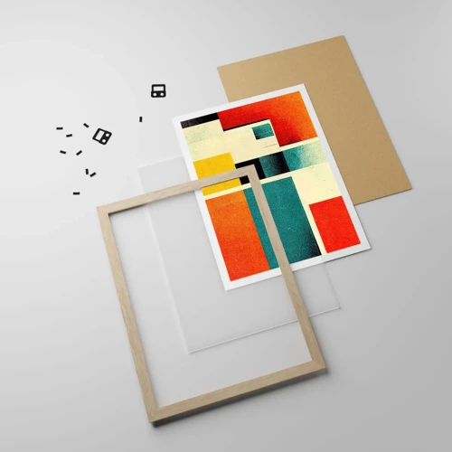 Poster in light oak frame - Geometric Abstract - Good Energy - 61x91 cm